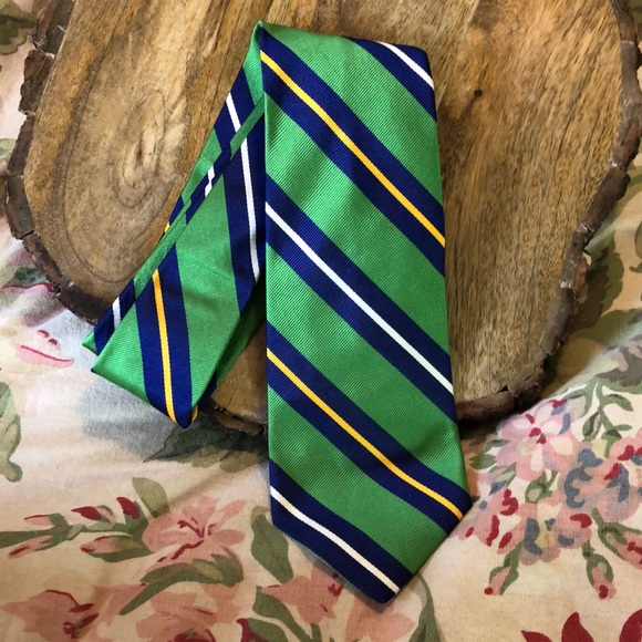 Vtg RALPH LAUREN Tie Diagonal Stripe Silk ITALY Made PREPPY Classic Business - Picture 8 of 14